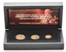 Hattons of London 2020 three coin proof gold sovereign set commemorating George III 200th