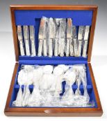 Six place setting canteen of silver plated King's pattern cutlery, width of canteen 41cm