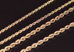 Two 9ct gold rope twist necklaces, 9.2g