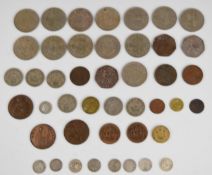 British coinage including 1949 silver threepenny bit, 1932 and 1936 pennies etc