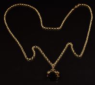 A 9ct gold necklace with 9ct gold swivel fob set with quartz, 8.3g
