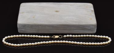 A single strand of cultured pearls with 9ct gold clasp