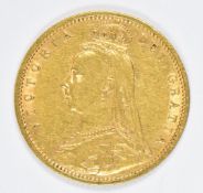 1892 Queen Victoria shield back gold half sovereign