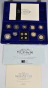 Royal Mint UK Millennium silver coin collection, includes Maundy set, in fitted deluxe case with