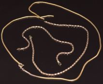 Two 9ct gold necklaces (damaged), 11g