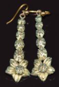 A pair of Georgian earrings set with diamonds 6.4g 3.8x1.2cm