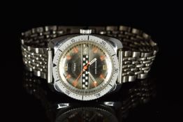 Misalla world time calendar gentleman's automatic wristwatch with date aperture, luminous hands