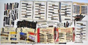 Very large collection of watch straps, most boxed, on shop display cards or loose, virtually all