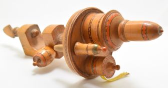 Sewing, needlework and embroidery interest very early Mauchline ware sewing clamp with multiple