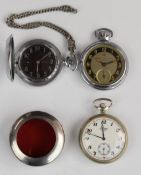 Three various keyless winding pocket watches comprising Ingersoll Triumph, Sekonda and a Russian
