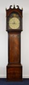 Thomas Mear, Dursley 8 day flame mahogany cased longcase clock, the white enamel dial with painted
