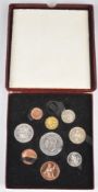 1951 Festival of Britain coin set farthing to crown, in red presentation box