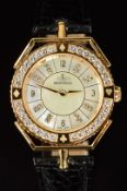 Montega 18ct gold wristwatch ref. EC10-152 with gold hands and Arabic numerals, mother of pearl
