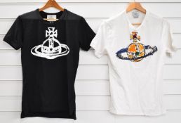 Vivienne Westwood black brushstroke scribbled orb t-shirt, unworn with tags, size S and a similar