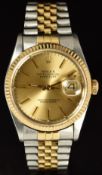 Rolex Oyster Perpetual Datejust gentleman's automatic wristwatch ref. 16233 with date aperture,