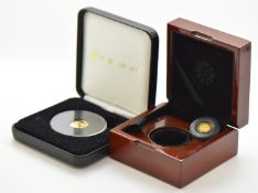 Jubilee Mint 2016 Queen Elizabeth II gold one crown, 1g, together with a further cased gold