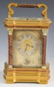 Richard & Cie gilt, silvered and copper plated repeating carriage clock, with bevelled and curved
