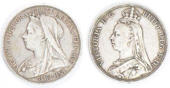 1887 Queen Victoria Jubilee head crown, and a 1900 veiled head example