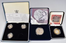 Five Royal Mint silver proof coins comprising three £1 piedforts from 2000-2002, a Victorian