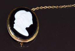 Victorian brooch set with a cameo, engraved to the back 'Mary Meredith the wife of Lord F Campbell