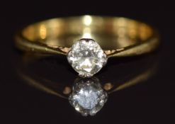 An 18ct gold ring set with a diamond of approximately 0.3ct, 2.4g, size P