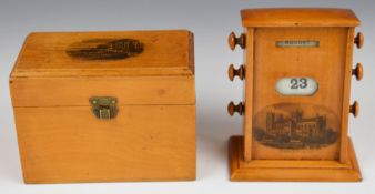 Mauchline ware perpetual desk calendar and playing card / Bridge box for Porkington Terrace,