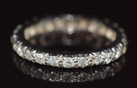Art Deco platinum eternity ring set with old cut diamonds, 3.1g, size K