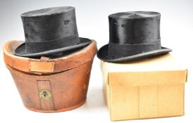 Two vintage top hats, one Lock & Co., London, 20 x 16.5cm, in card Lock & Co. box, the other L