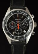Seiko gentleman's chronograph wristwatch ref. 6T63-00B0 with date aperture, luminous steel hour