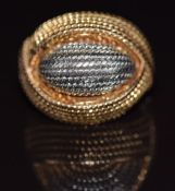 An 18k gold bespoke bi-coloured rope twist ring, 13.3g, size H