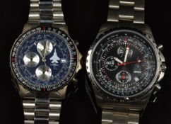Two gentleman's pilot's style chronograph wristwatches comprising Royal Navy Fleet Air Arm Hawk T1