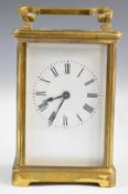 19th or early 20thC brass cased carriage clock with bevelled glass, marked to movement R&Co made