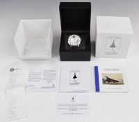 British Airways Concorde dual time gentleman's wristwatch with luminous skeleton hands, silver