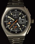 Tutima Military Chronograph gentleman's automatic wristwatch with day and date apertures, luminous