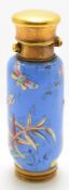 Sampson & Mordan gilt metal and enamel dual purpose perfume bottle and vinaigrette, the top with