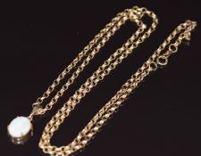 A 9ct gold pendant set with an opal on 9ct gold chain, 7g