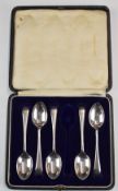Cased set of five George V hallmarked silver teaspoons, Sheffield 1921, maker Cooper Brothers & Sons