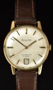 Accurist 9ct gold gentleman's wristwatch with date aperture, gold hands and baton hour markers,,