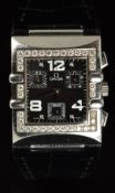 Omega Constellation Quadra ladies chronograph wristwatch ref. 1841.55.11 with diamond set bezel,