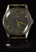 Omega gentleman's wristwatch ref. 13322 with gold dauphine hands and hour markers, grey dial,