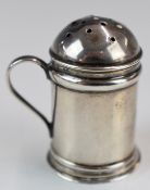 Victorian hallmarked silver novelty pepper formed as a miniature flour or sugar shaker or sifter,