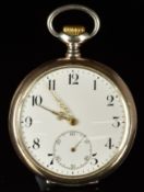 Zenith Grand Prix silver keyless winding open faced pocket watch with subsidiary seconds dial,