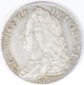 1746 George II half crown LIMA old head, plain angles reverse, VF-EF