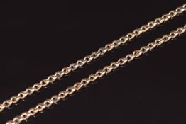 A c1900 9ct rose gold necklace / watch chain made up of mariners links, 20g, 42cm