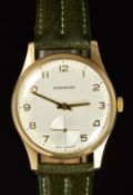 Garrard 9ct gold gentleman's wristwatch with subsidiary seconds dial, gold hands and Arabic