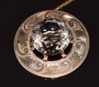 A 9ct gold Cairngorm smoky quartz brooch