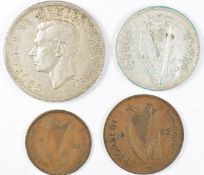 Irish Free State 1940 half crown together with a 1933 penny and half penny and a UK 1937