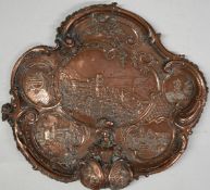 Edm. von Konig Heidelberg German copper plaque, with central scene of the city with river below