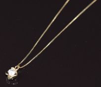 A 14k gold pendant set with a diamond of approximately 0.2ct, on 14k gold chain, 1.8g