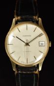Garrard 9ct gold gentleman's automatic wristwatch with date aperture, two tone hands and baton
